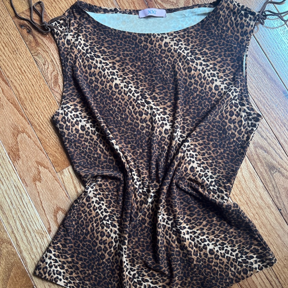 90s Forever21 Leopard Print Sleeveless Top